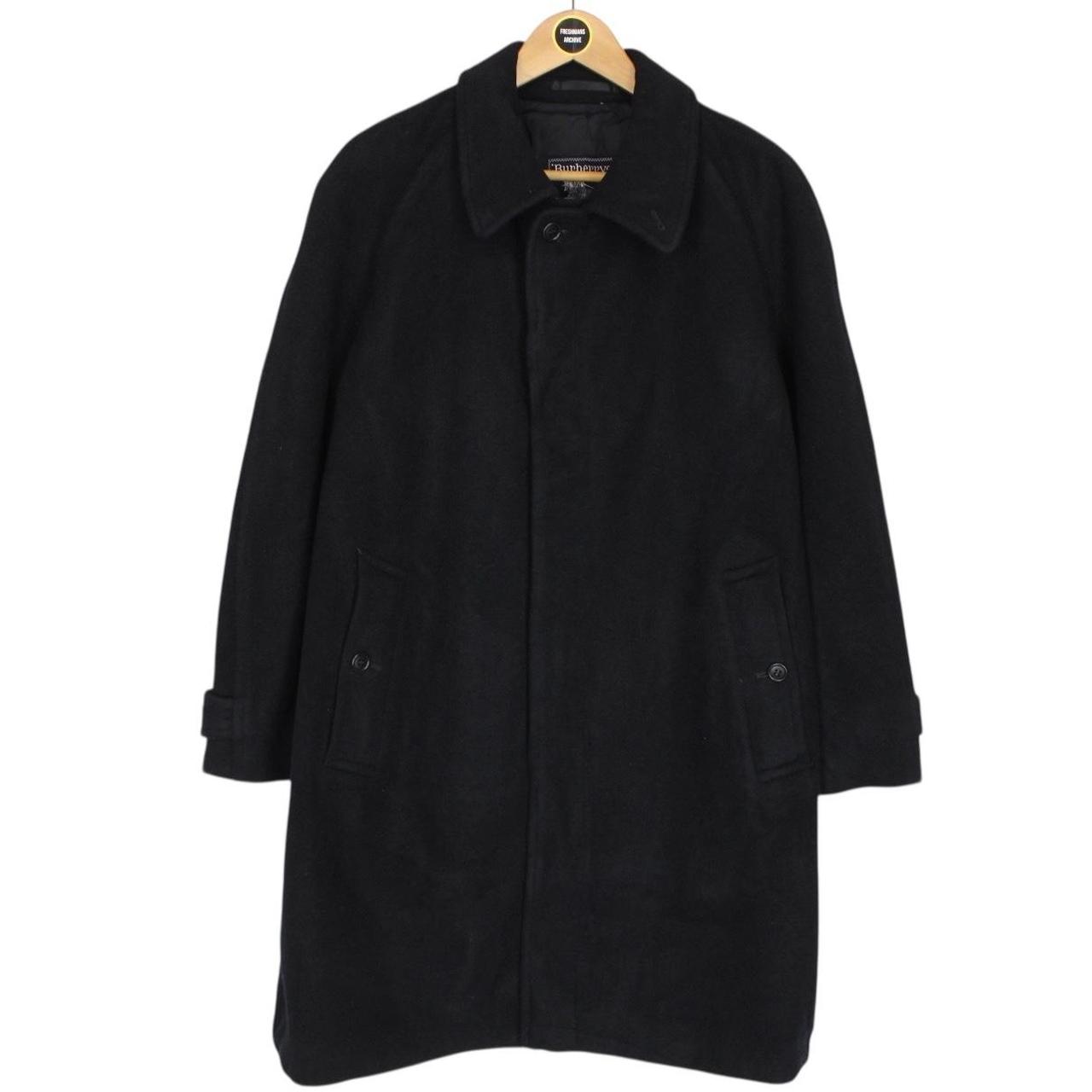 Vintage 90s Burberry Navy Blue Wool/Camelhair Overcoat