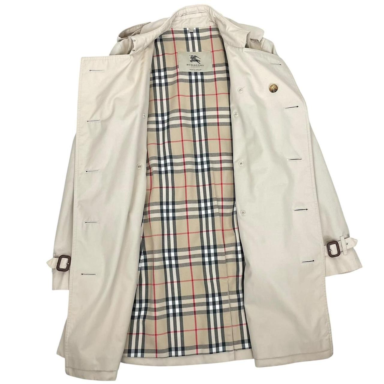Burberry London Beige Nova Check Double Breasted Belted Trench Coat