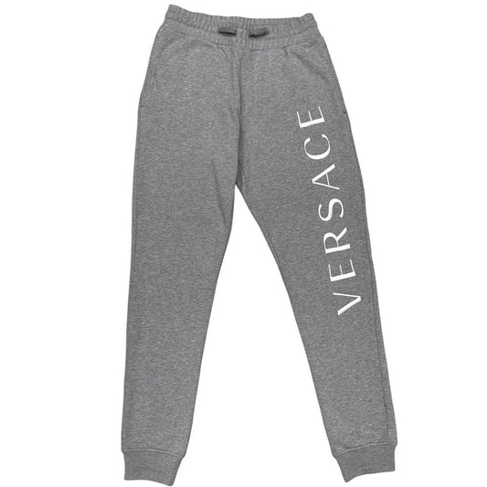Versace Grey Logo Embroidered Cotton Tracksuit Bottoms / Joggers