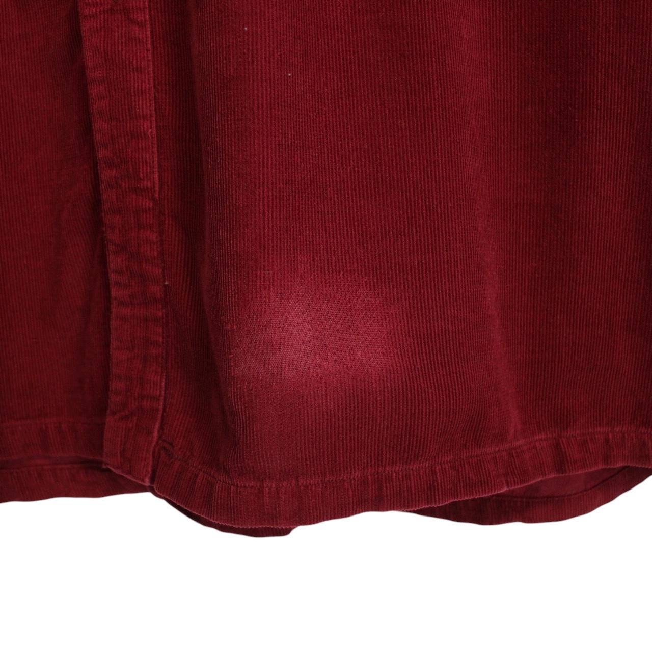 Stone Island AW 1996 Red Long Sleeve Green Edge Badge Corduroy Shirt