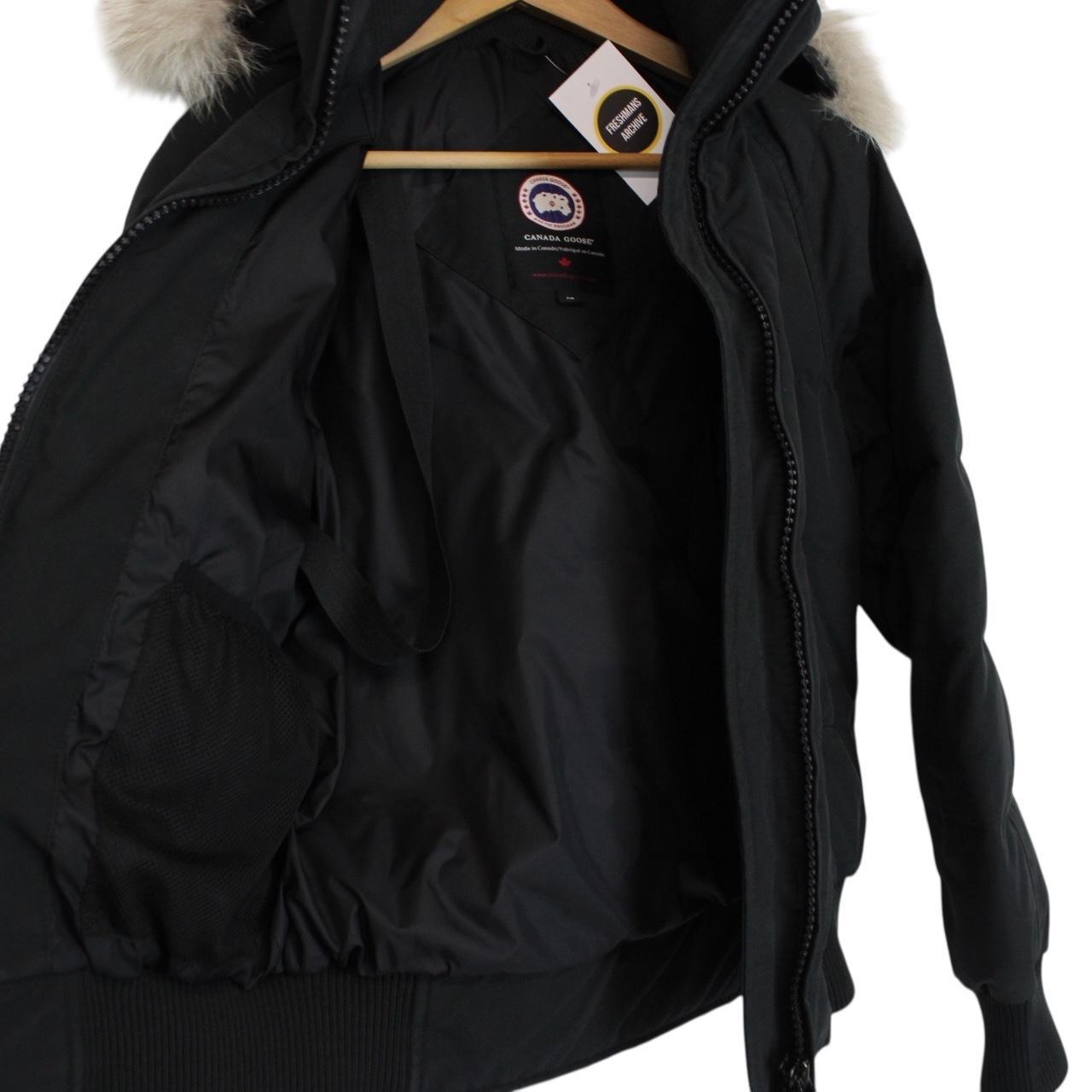 Canada Goose Black Savona Bomber Down Jacket with Fur Trim