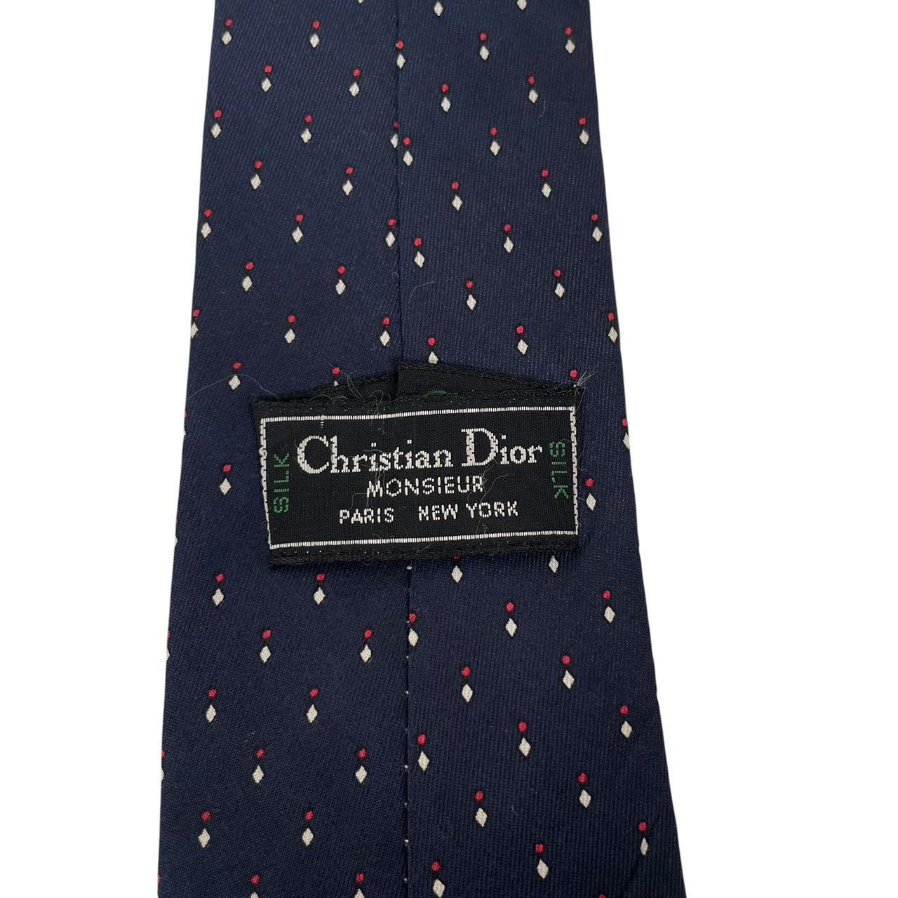 Vintage Christian Dior Navy Blue Silk Tie