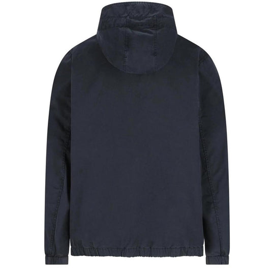 Stone Island Navy Blue Cotton Twill Hooded Jacket