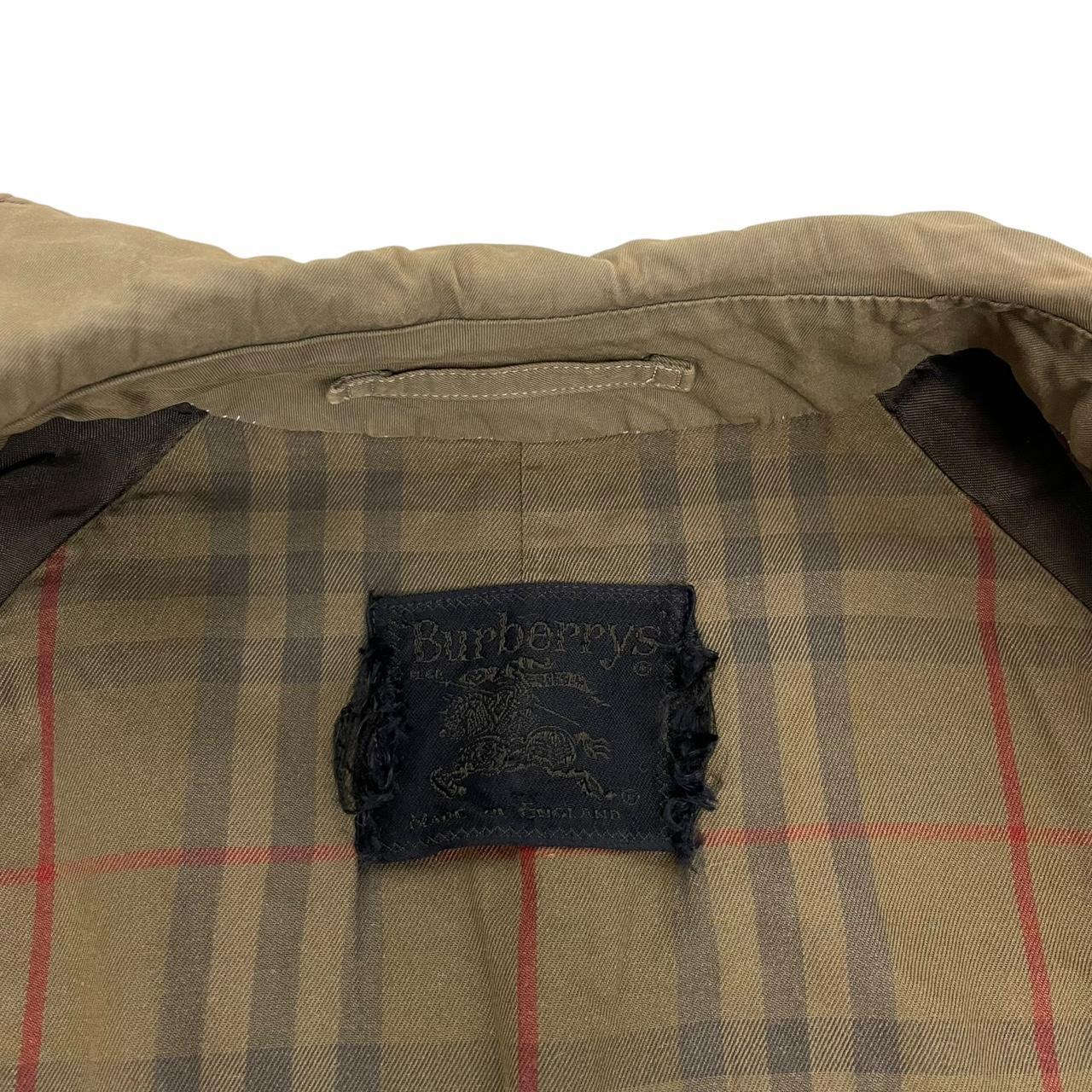 Vintage 90s Burberry Khaki Brown Painted Single Breasted Trench Coat