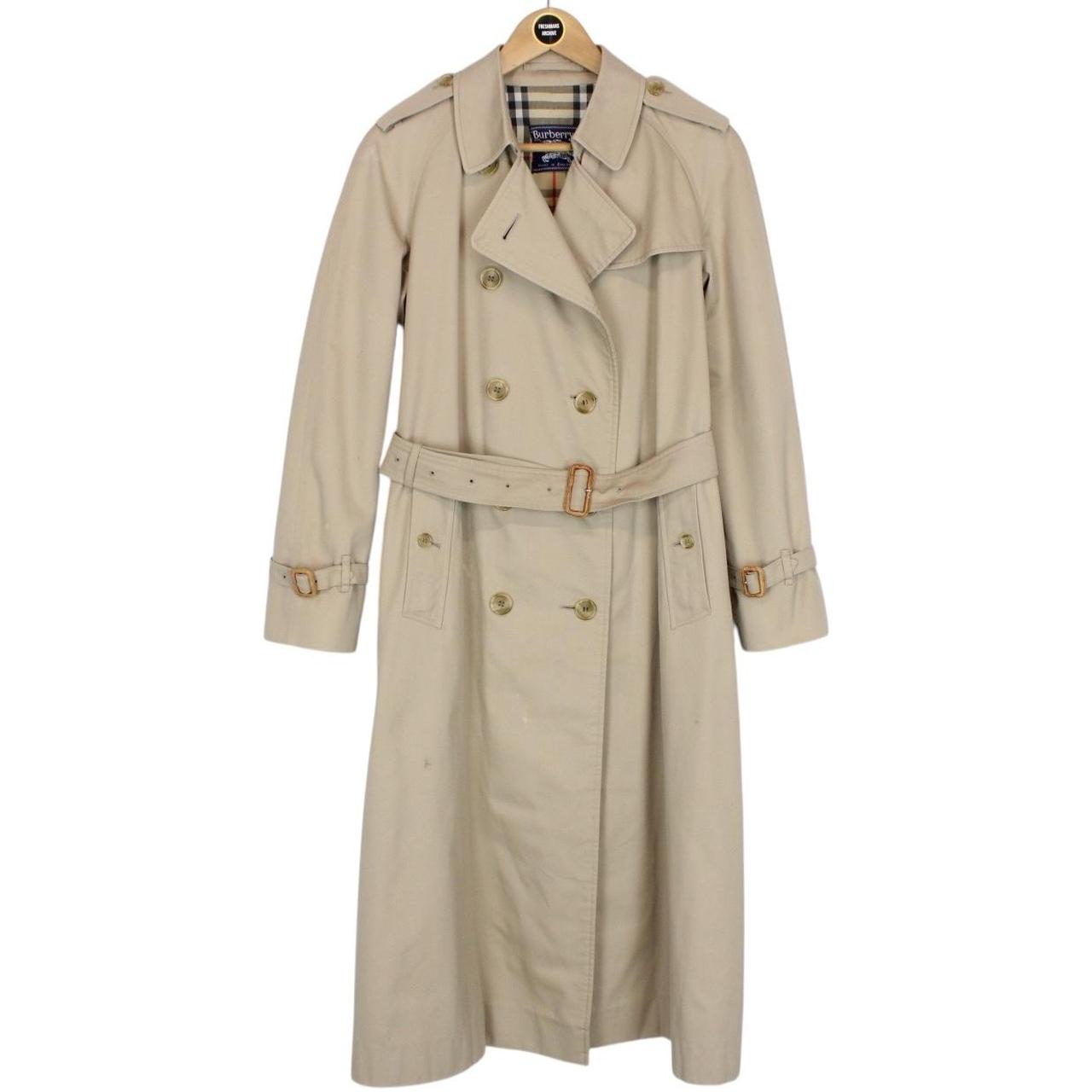 Vintage 90s Burberry Beige Double Breasted Belted Trench Coat