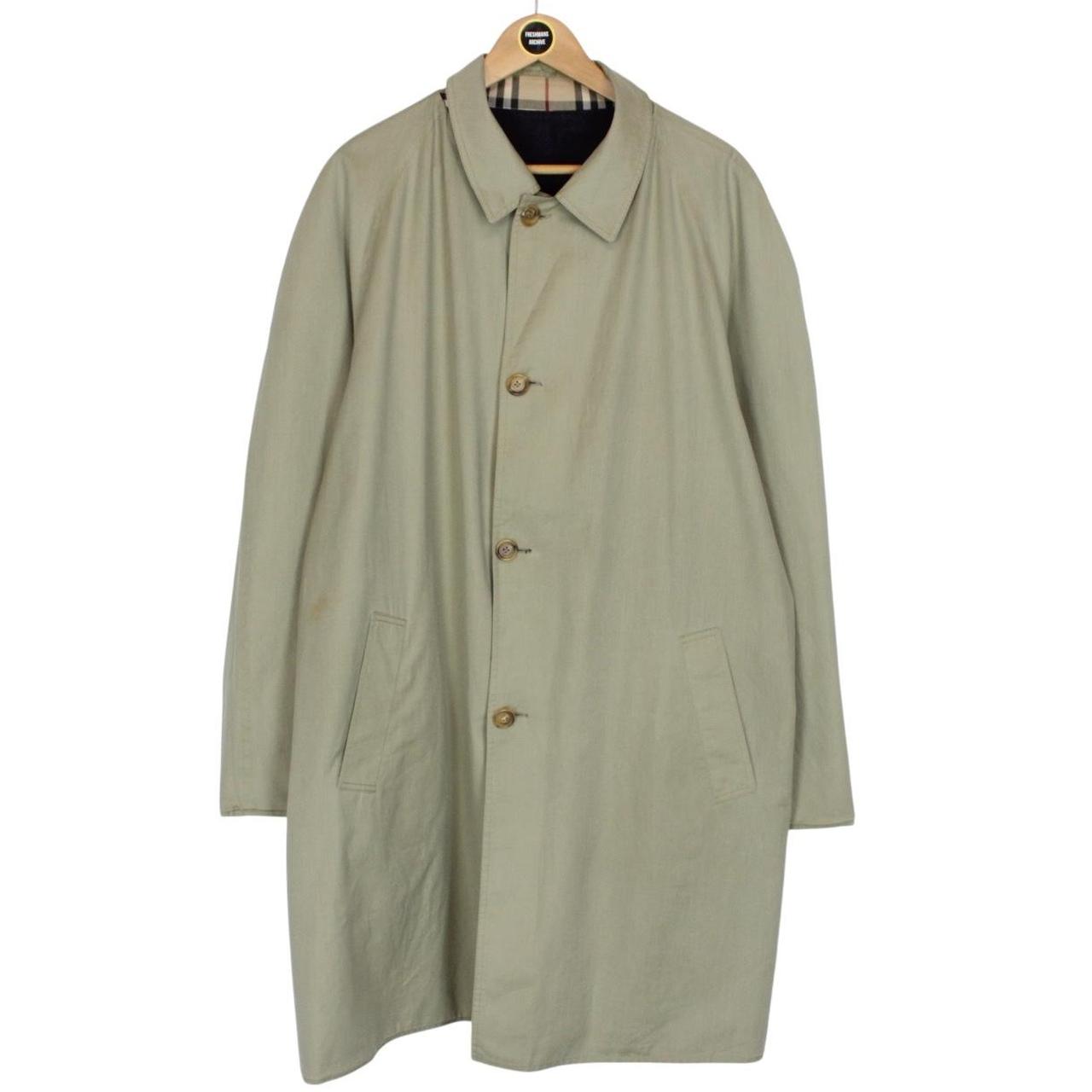 Burberry London Navy Blue and Khaki Green Reversible Single Breasted Trench Coat