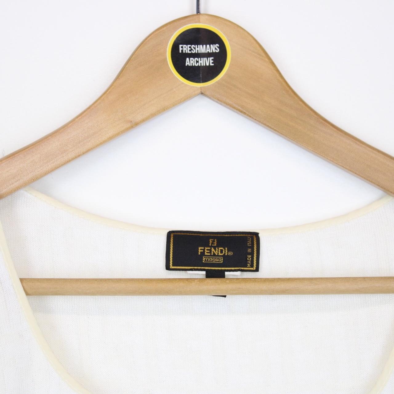 Vintage 90s Fendi Cream Zucca Monogram Deep Neck Top