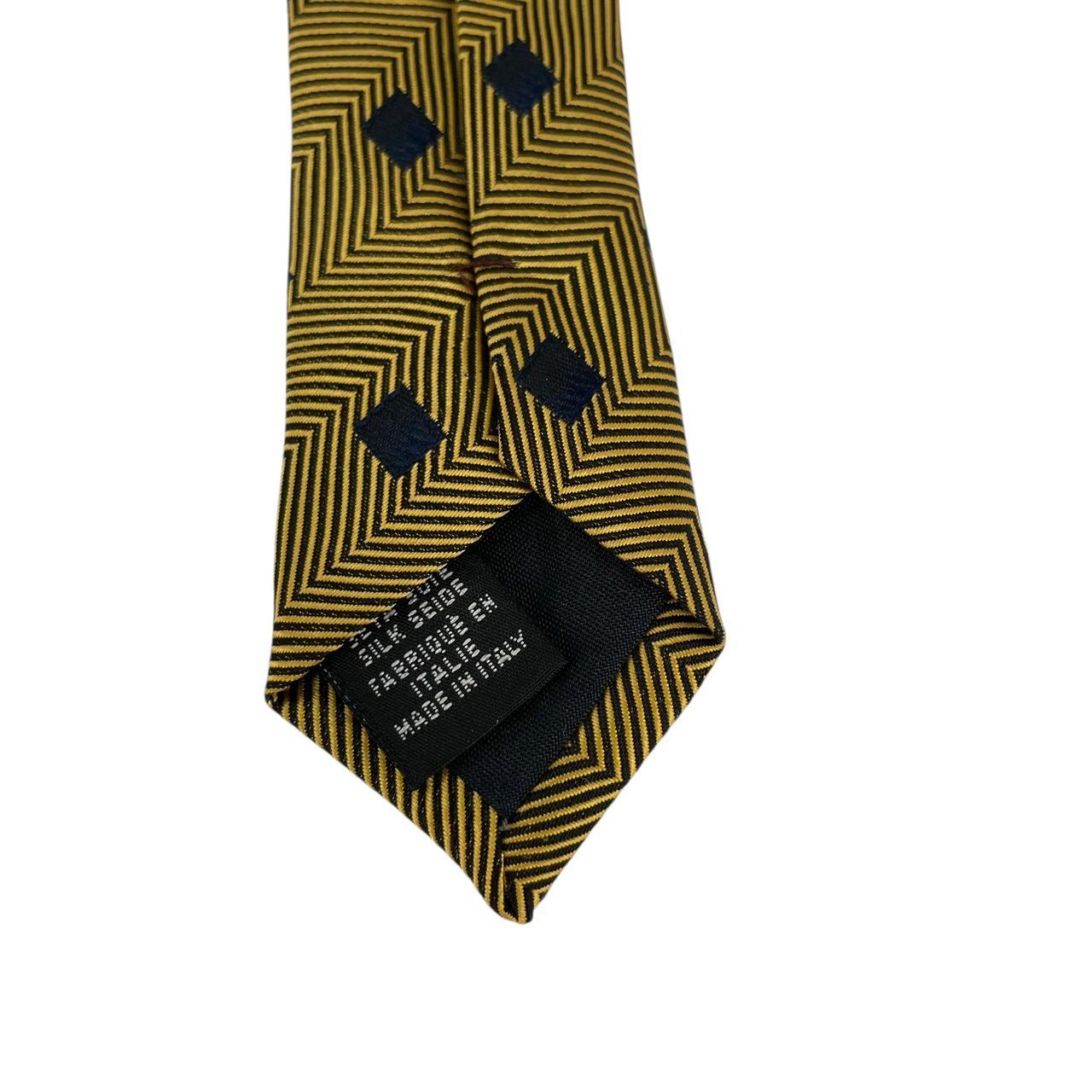Vintage Hugo Boss Yellow and Black Silk Tie