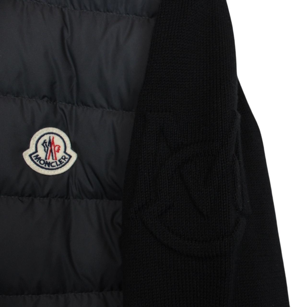 Moncler Black Full Zip Down Padded Cotton Cardigan Tricot Jacket