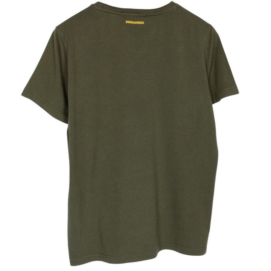 Dsquared2 Khaki Green Logo Print Short Sleeve Cotton T-Shirt
