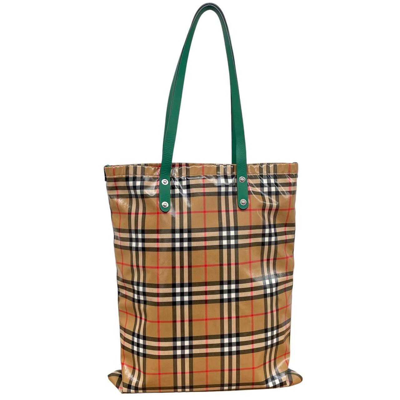 Burberry Tan Brown 20th Century Nova Check Coated Canvas Tote Bag