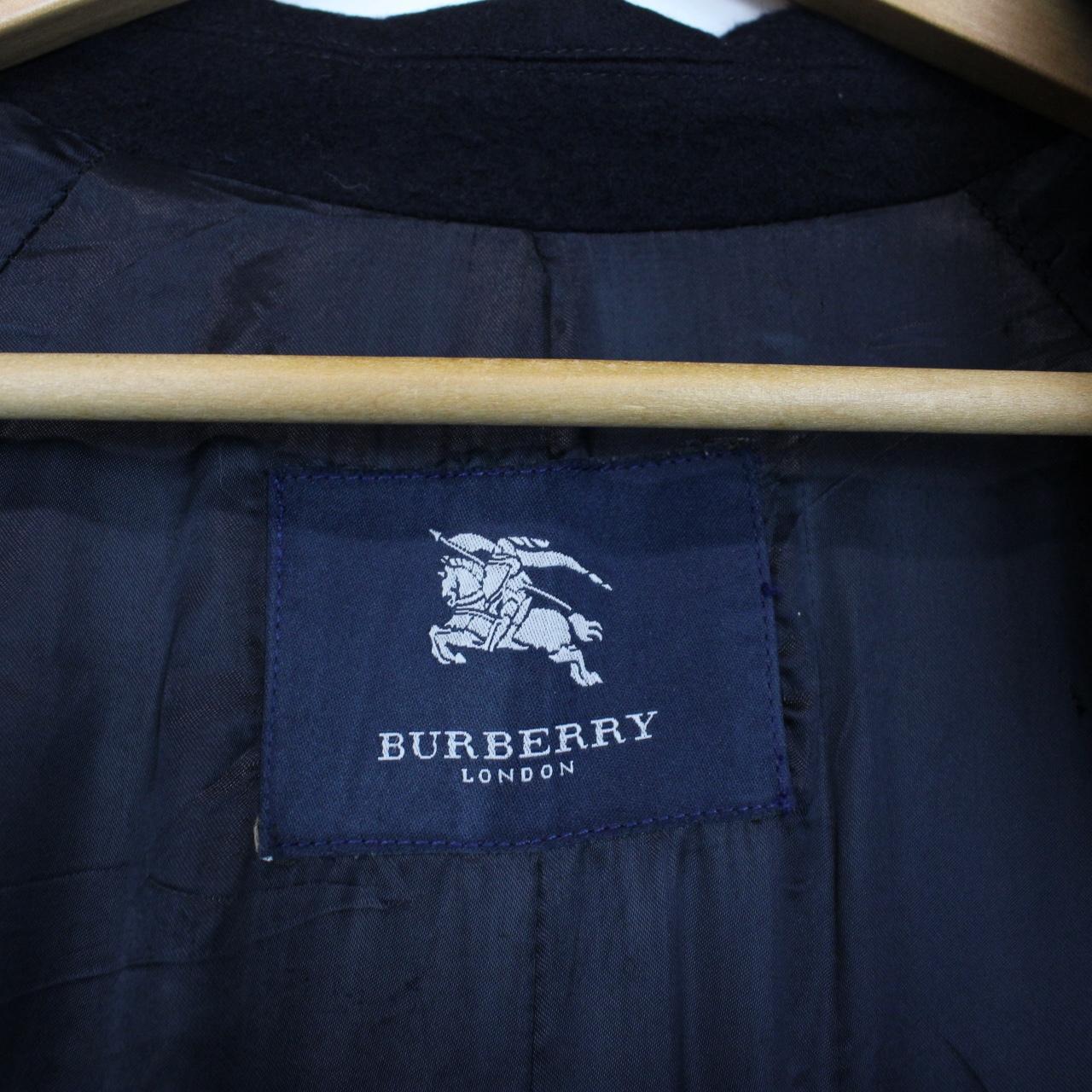 Vintage 00s Burberry London Navy Blue Wool Belted Coat