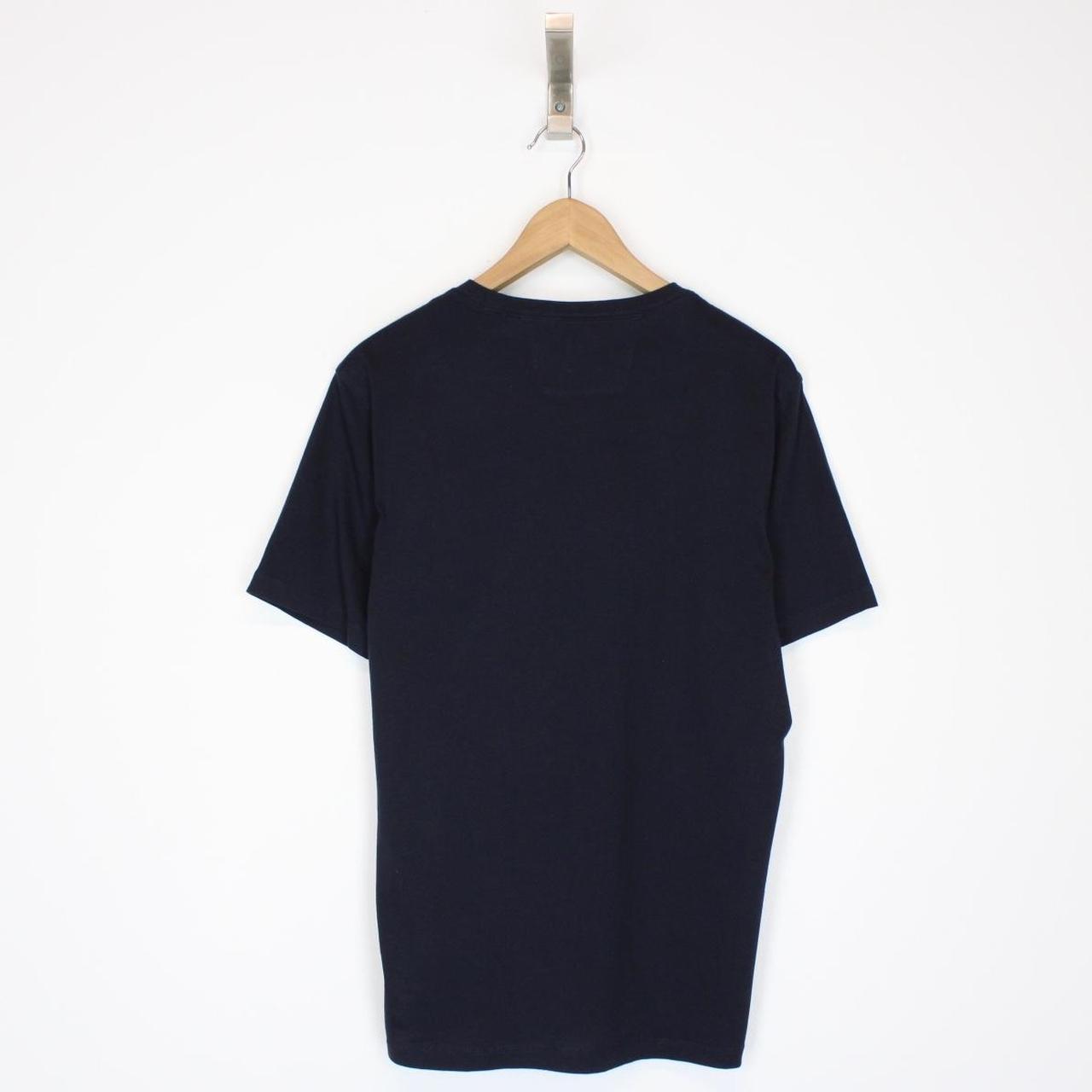 CP Company Navy Blue and Black Block Logo Short Sleeve T-Shirt