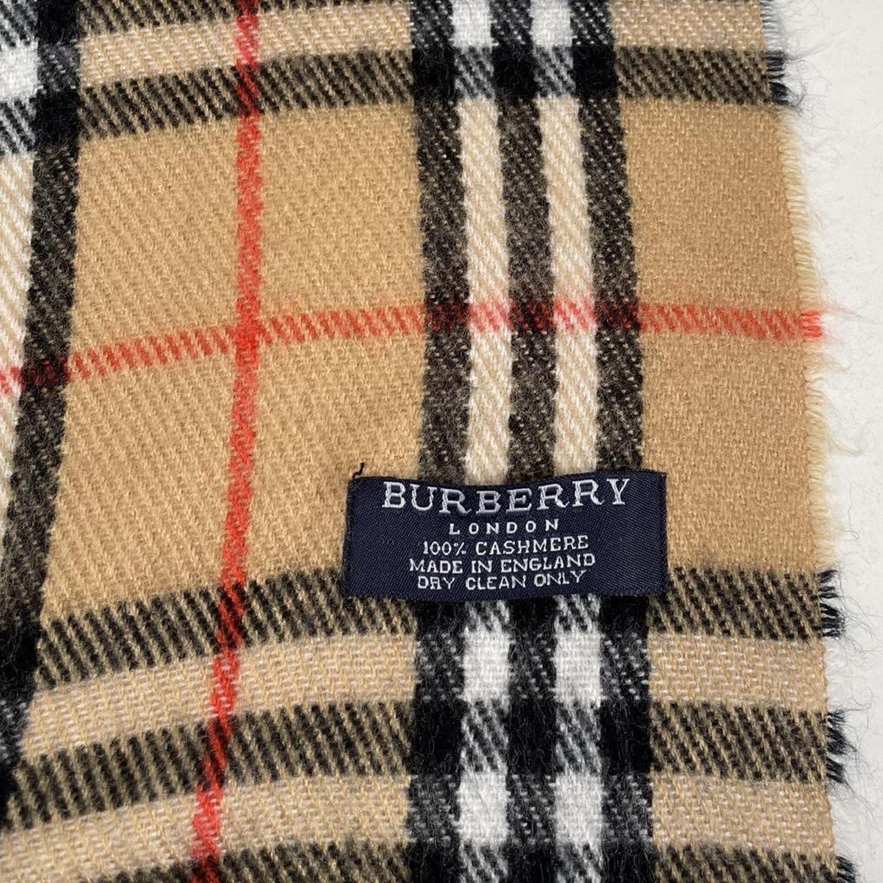 Vintage 90s Burberry Beige Nova Check Lambswool Scarf