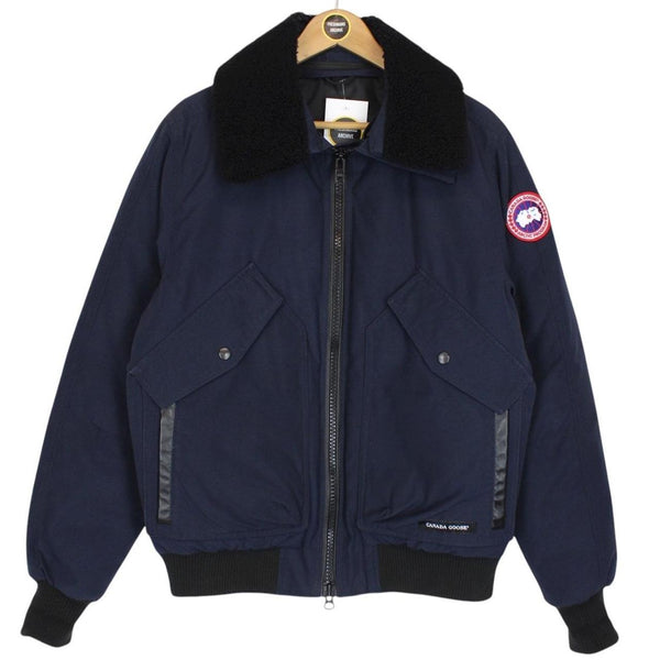 Canada Goose Navy Blue Bromley Bomber Down Jacket with Fur Trim
