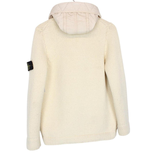 Stone Island AW 2020 Cream Double Breasted Wool Blend Knit Cardigan Jacket