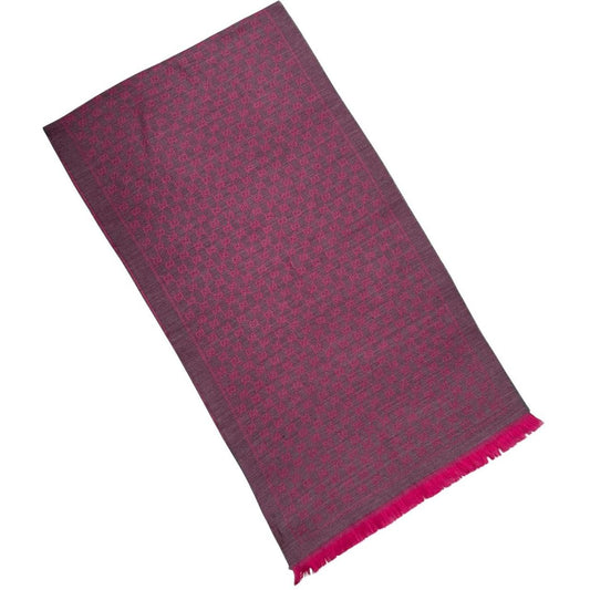 Gucci Grey and Pink GG Monogram Frayed Wool Scarf