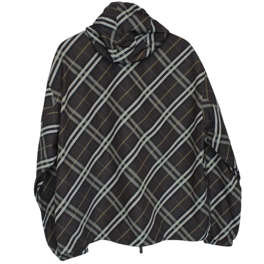 Burberry reversible jacket in dark grey and black with Nova Check pattern and full zip.