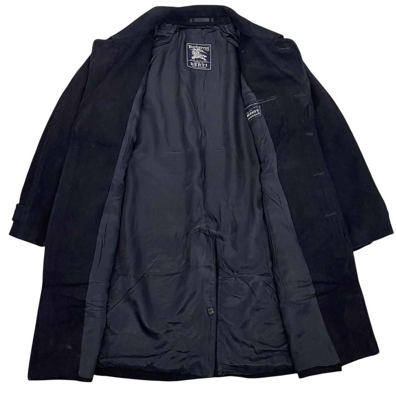 Vintage 90s Burberry Navy Blue Wool/Camelhair Overcoat