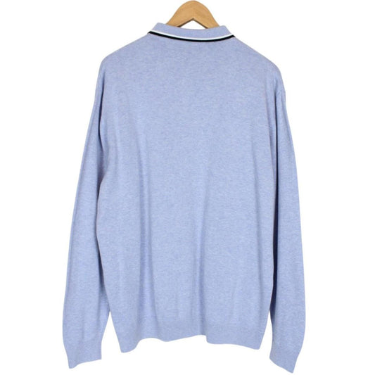 Gucci Light Blue Polyester Knit Collared Sweater Jumper