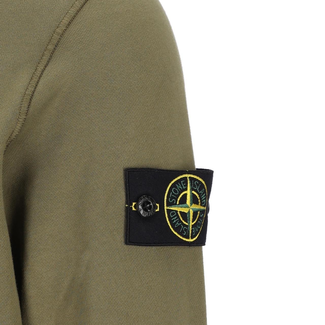 Stone Island SS26 Green Organic Cotton Full Zip Hoodie Jumper