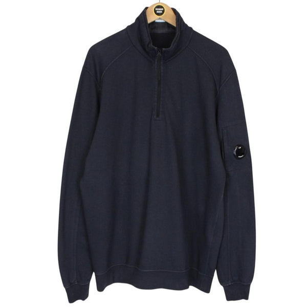 CP Company Navy Blue 1/4 Zip Lens Sweatshirt Jumper