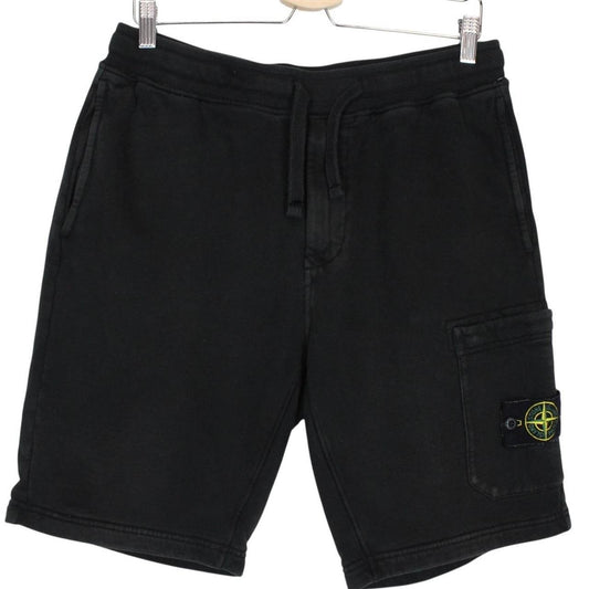 Stone Island AW 2021 Black Cotton Jogger Shorts