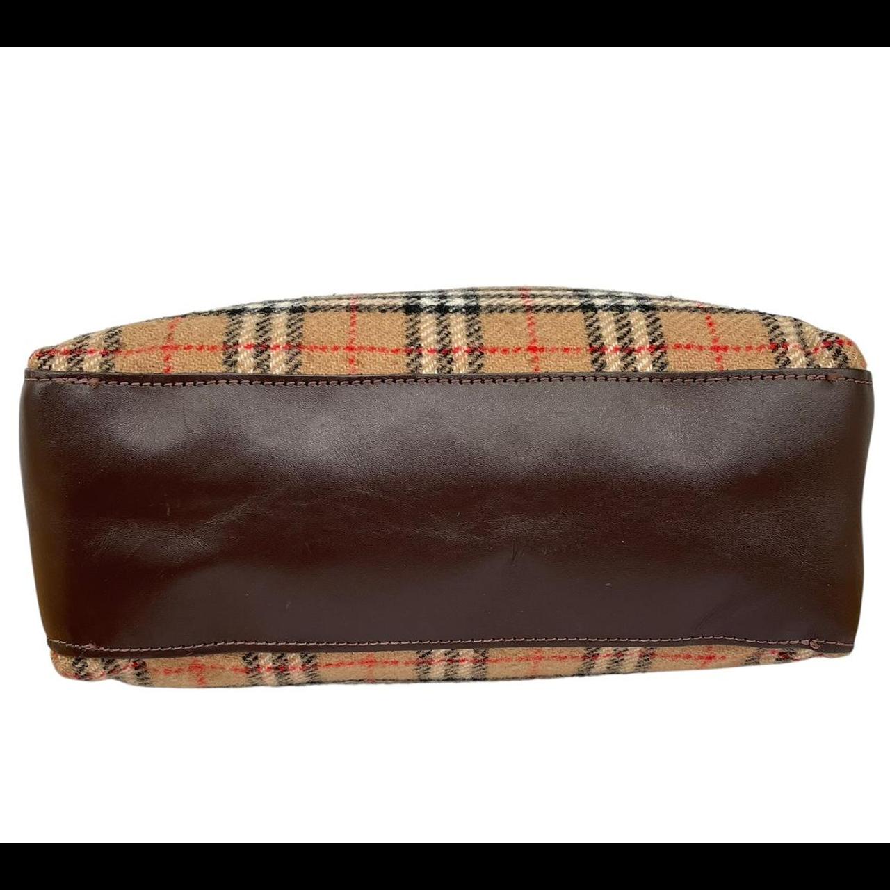 Vintage Burberry Tan and Brown Nova Check Wool Shoulder Bag