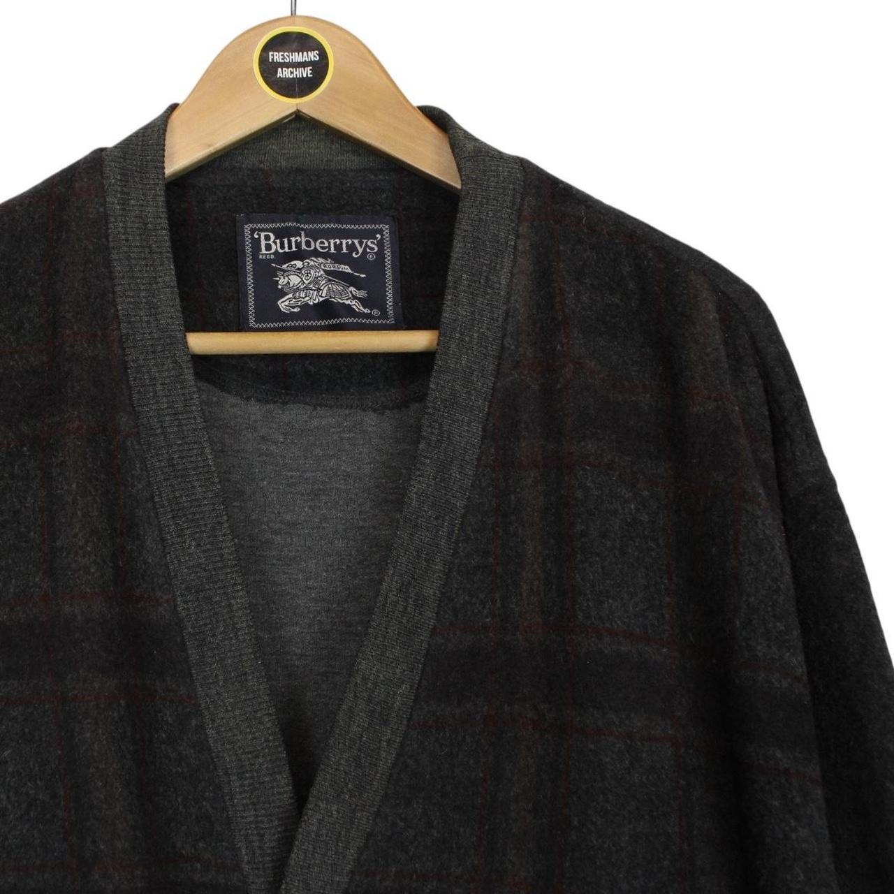 Vintage 90s Burberry Green Plaid Check Wool Knit Cardigan Jumper
