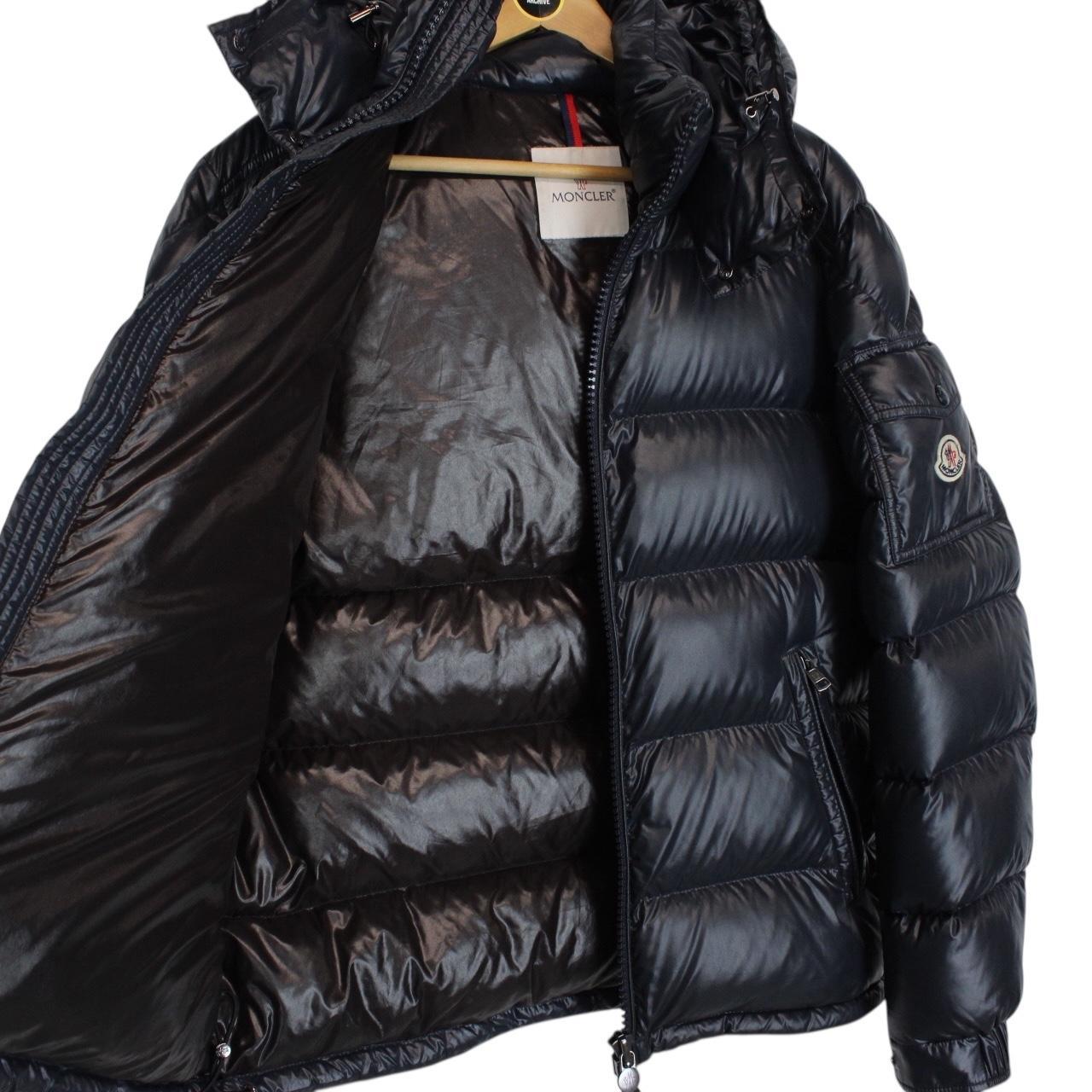 Moncler Maya Navy Blue Full Zip Hooded Down Puffer Jacket