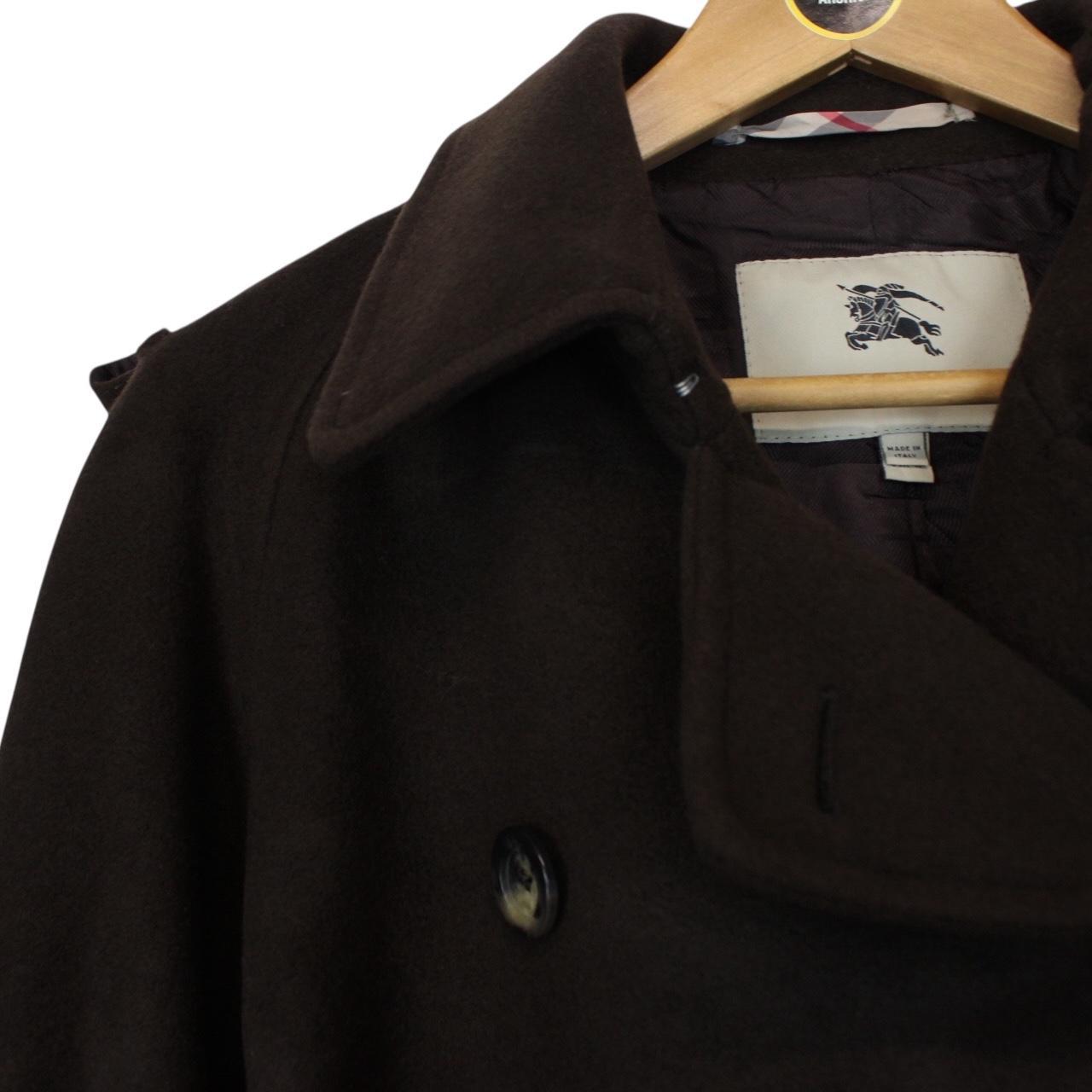 Burberry London Brown Cashmere Wool Double Breasted Belted Trench Coat