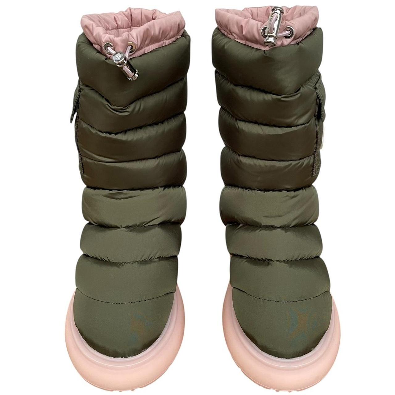 Moncler Khaki Green Logo Patch Down Padded Snow Boots