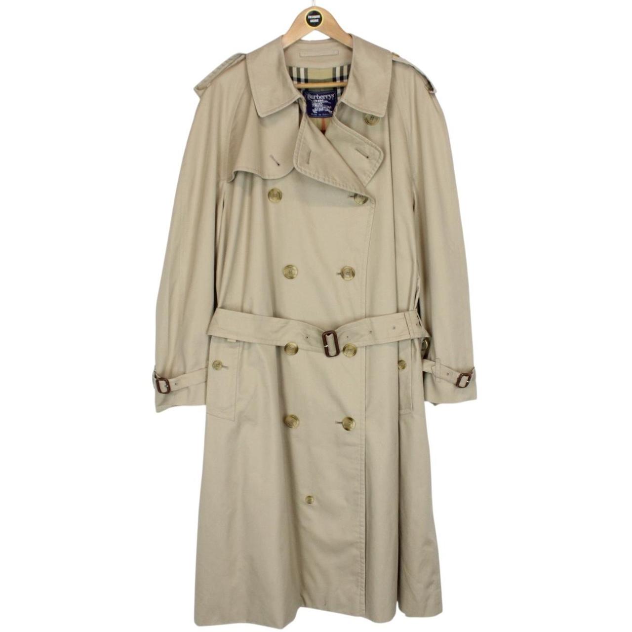 Vintage 90s Burberry Tan Brown Nova Check Double Breasted Belted Trench Coat