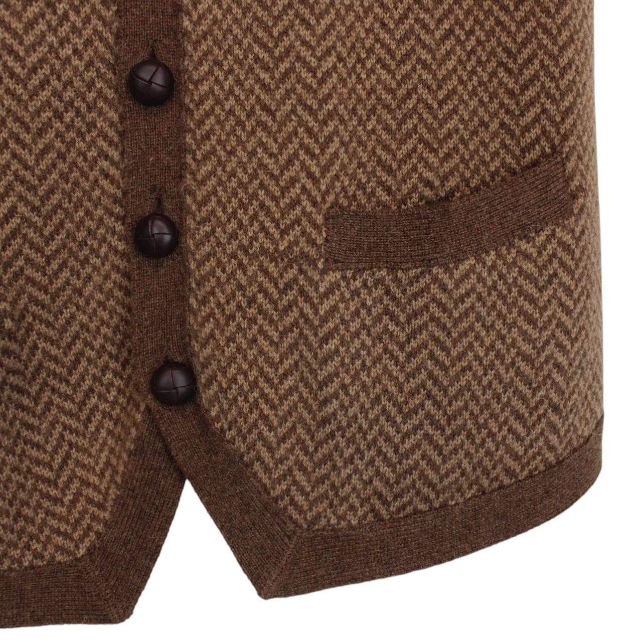 Polo Ralph Lauren Brown Camel Hair Herringbone Sweater Vest