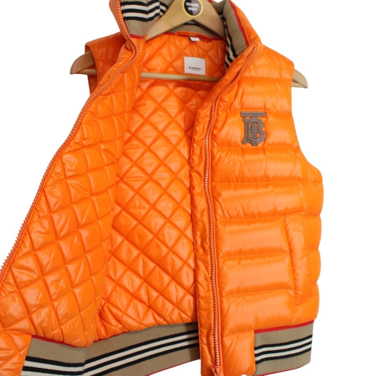 Burberry Orange Nova Icon Stripe Nylon Down Gilet / Bodywarmer