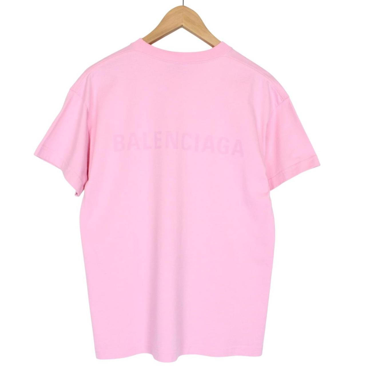 Balenciaga Pink Short Sleeve Logo Print Cotton T-Shirt
