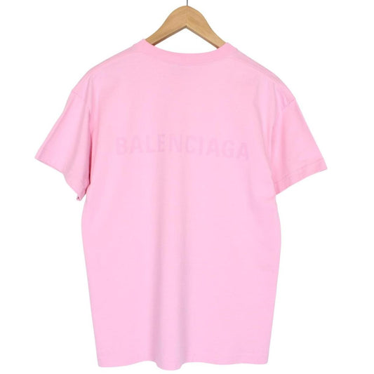 Balenciaga Pink Short Sleeve Logo Print Cotton T-Shirt