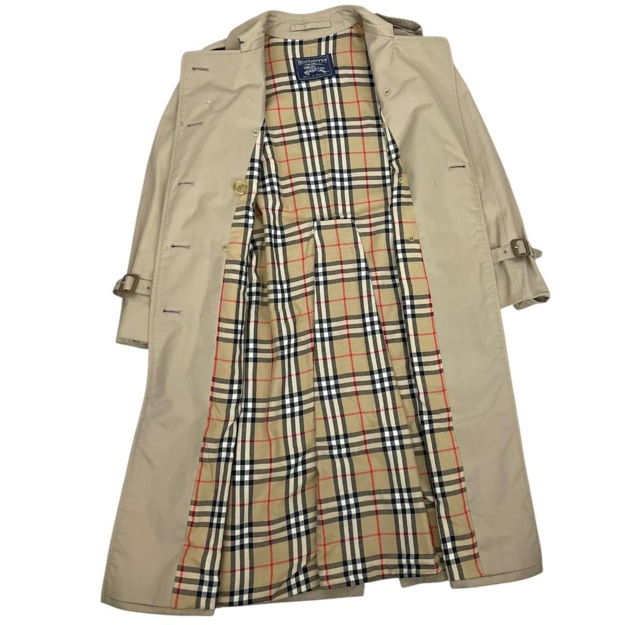 Vintage 90s Burberry Beige Double Breasted Belted Trench Coat