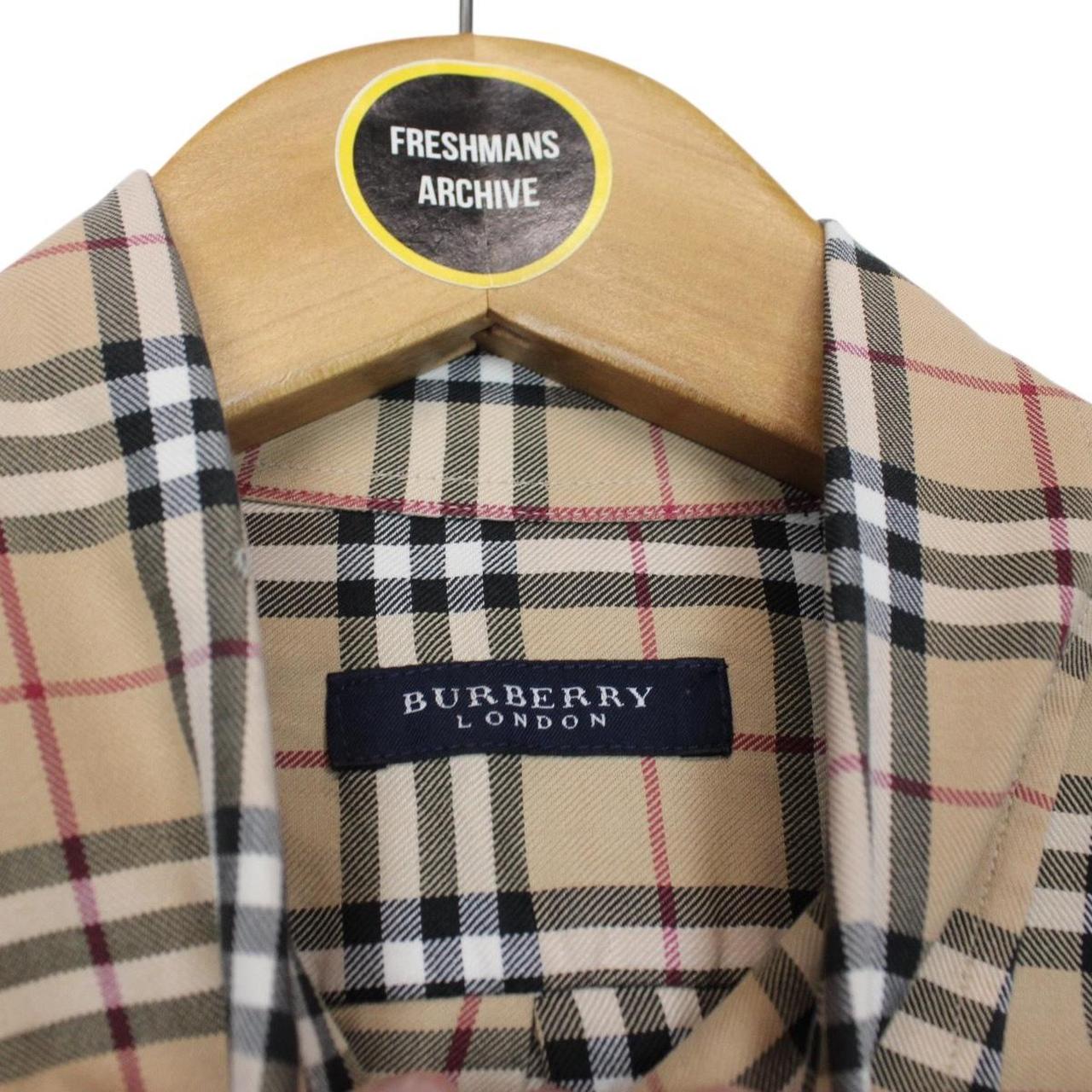 Vintage Burberry London Tan Brown Nova Check Long Sleeve Cotton Shirt
