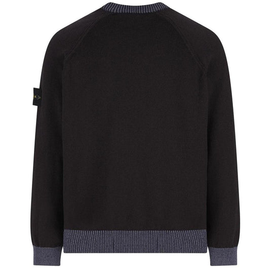 Stone Island SS26 Navy Blue Raw Hand Organic Cotton Knit Sweatshirt Jumper