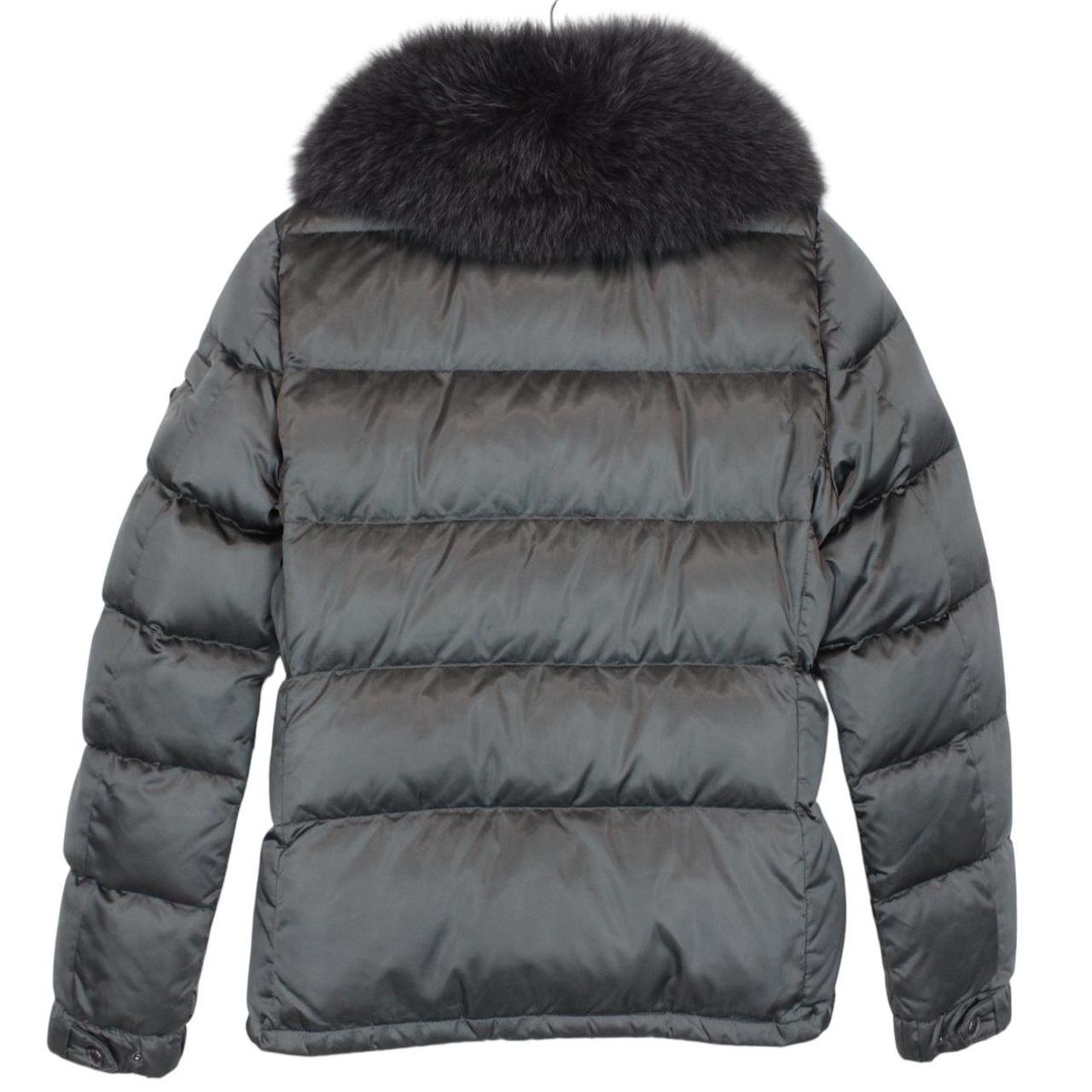 Prada Silver Resin Coated Nylon Fox Fur Collar Down Jacket