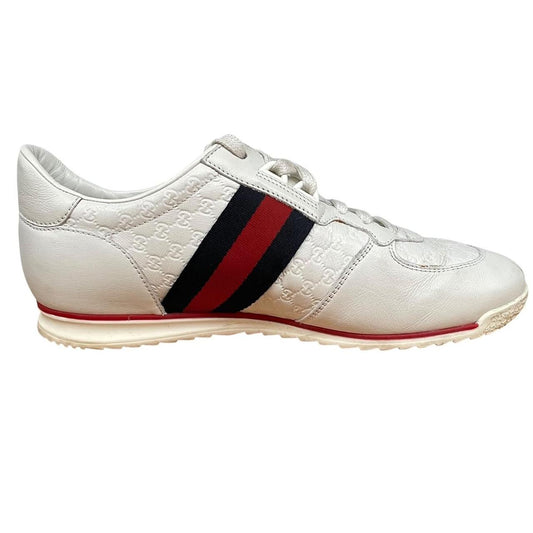 Gucci Ace White Leather Guccisima Monogram Trainers