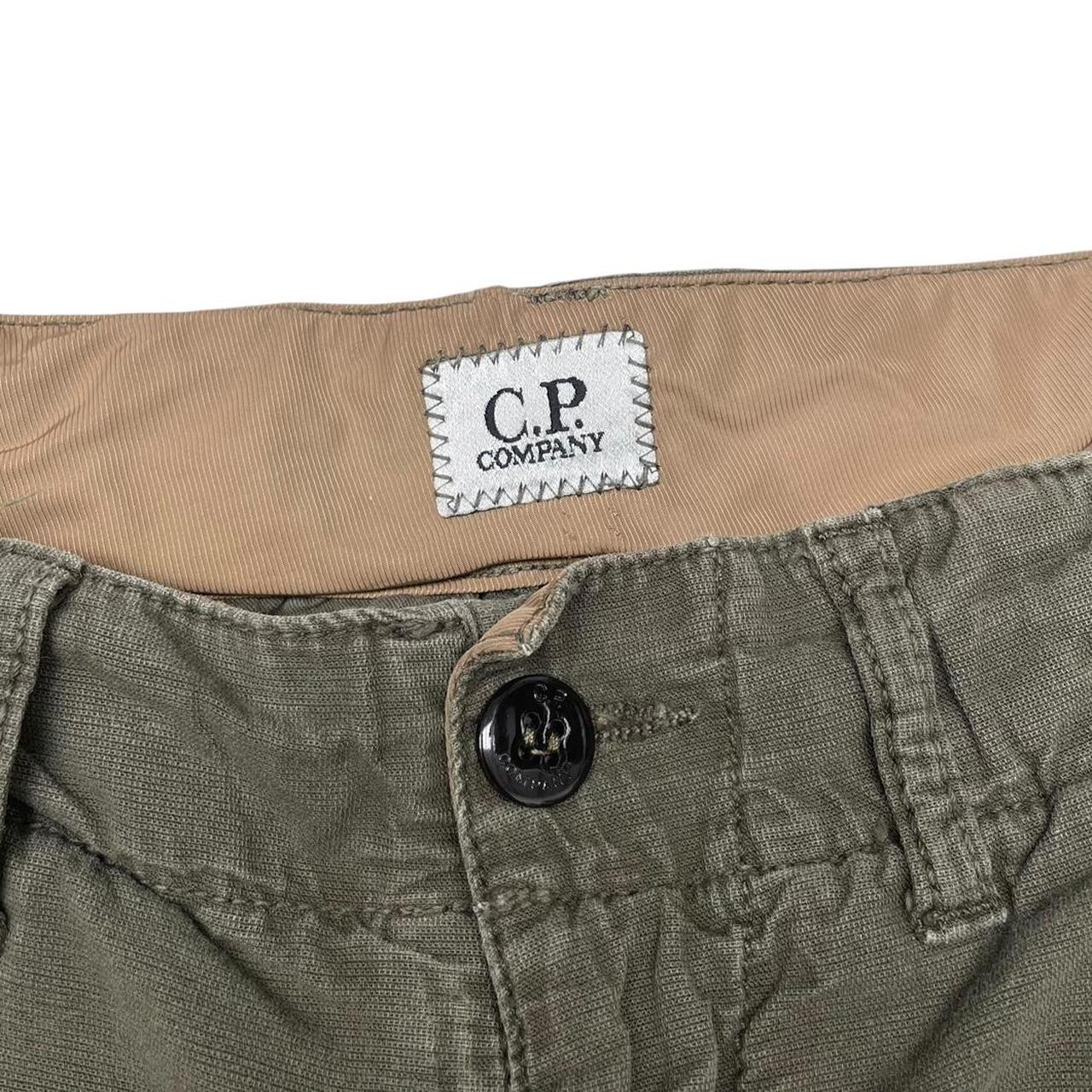 CP Company Khaki Green Cotton Lens Cargo Shorts