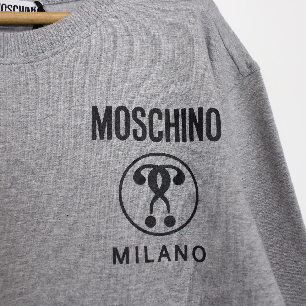 Moschino Grey and Black Logo Print Crew Neck Sweatshirt Jumper