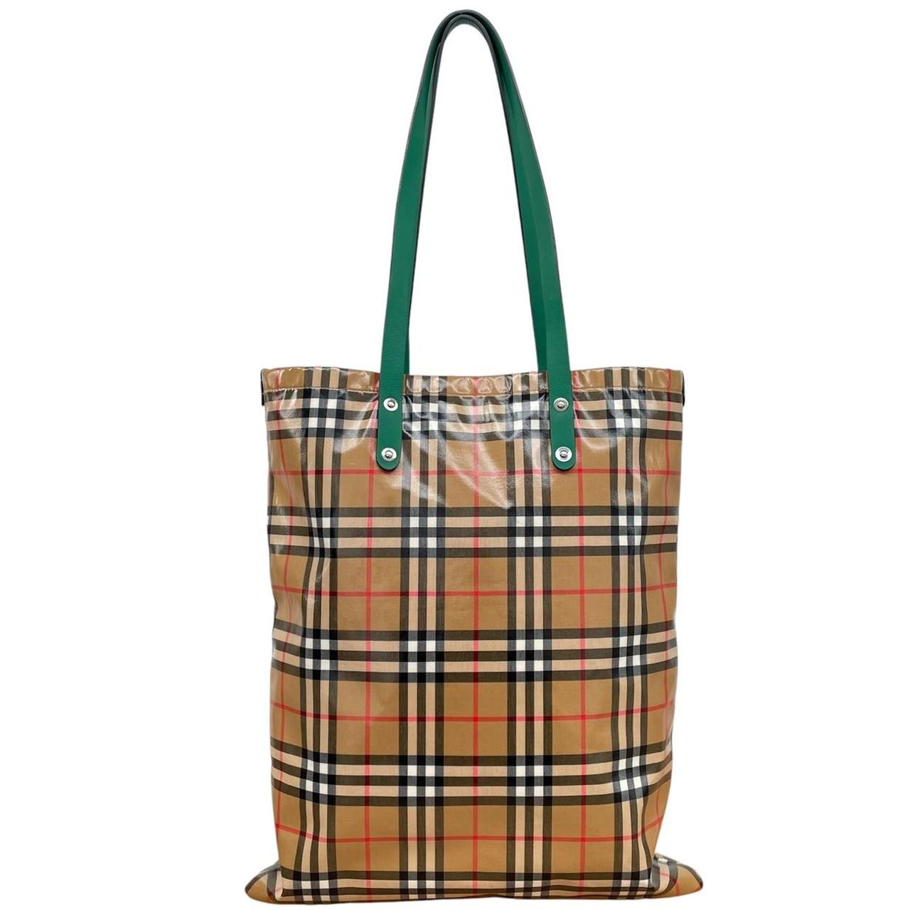 Burberry Tan Brown 20th Century Nova Check Coated Canvas Tote Bag