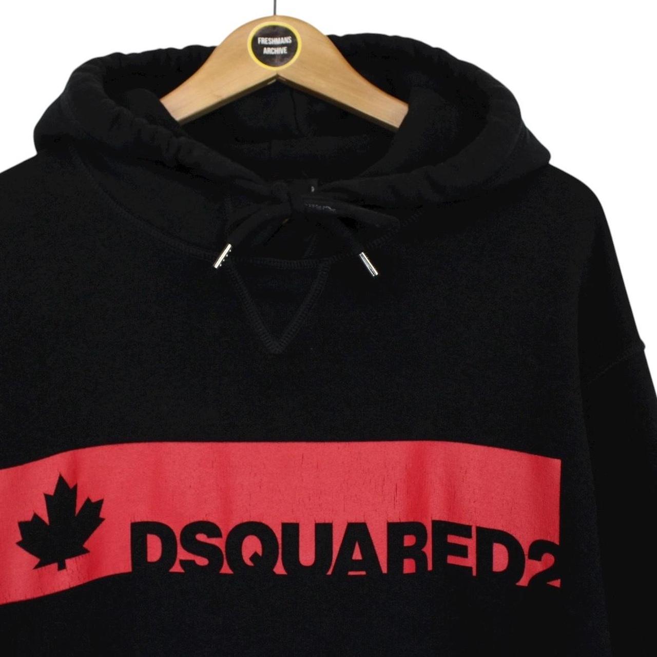 Dsquared2 Black and Red Maple OTH Logo Print Hoodie Jumper
