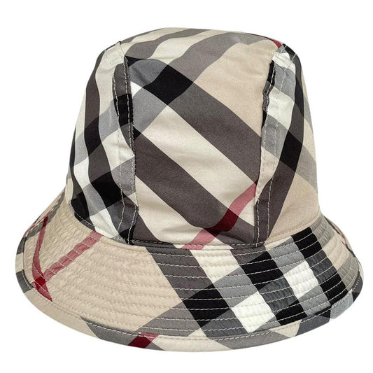 Burberry Beige and Cream Nova Check Reversible Nylon Bucket Hat