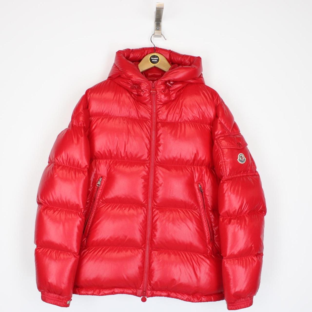 Moncler Ecrins Red Full Zip Hooded Down Jacket