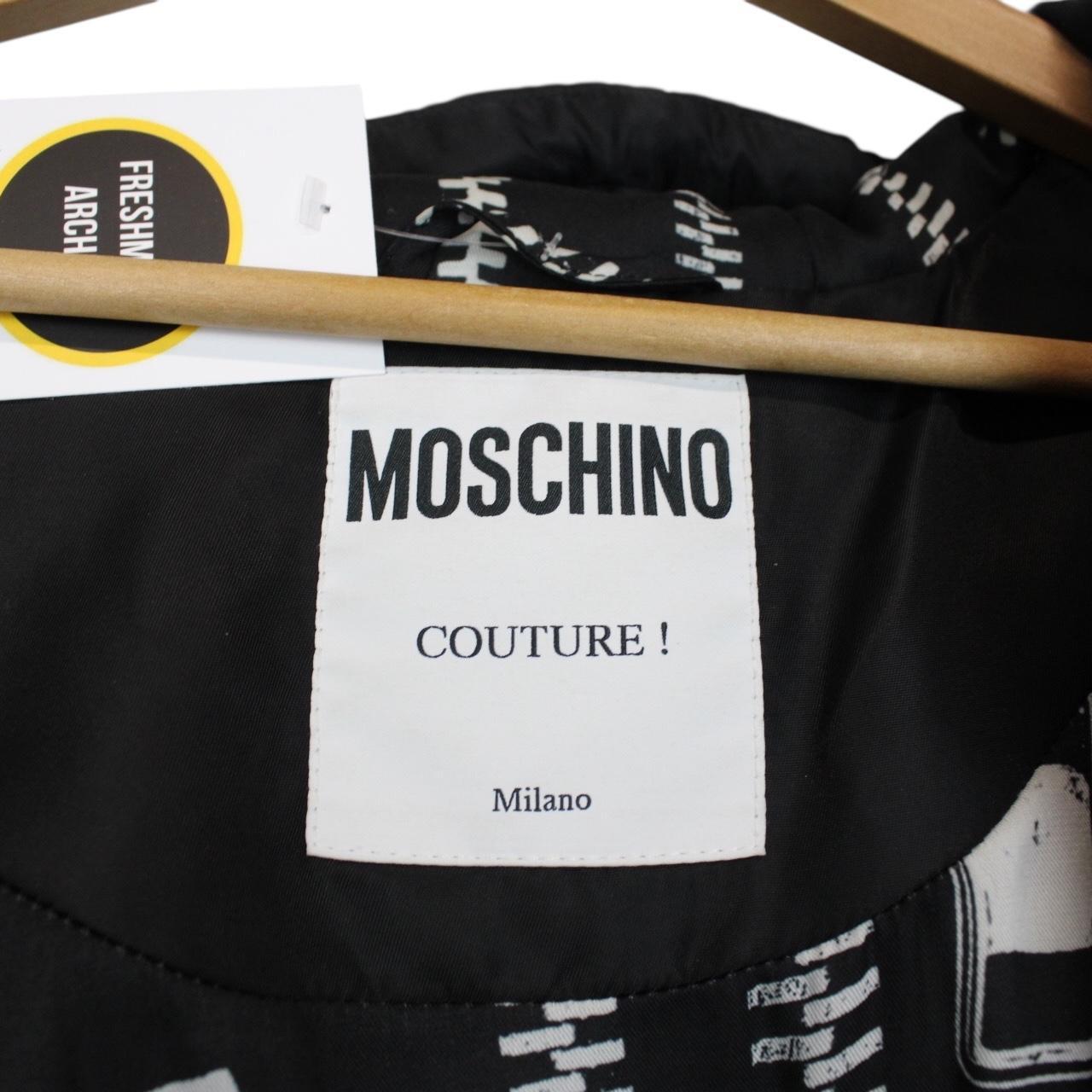 Moschino Black Full Zip Logo Nylon Puffer Jacket