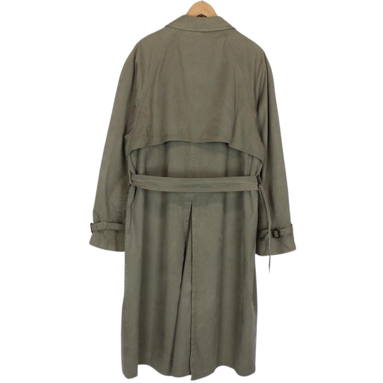 Vintage 90s Burberry Green Single Breasted Belted Trench Coat